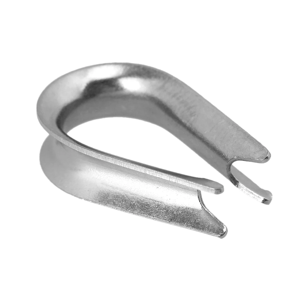 10pcs Stainless Steel Wire Rope Protection Ring Fasteners Wire Rope Anchor Line Thimbles Silver European Wire Pope Thimbles