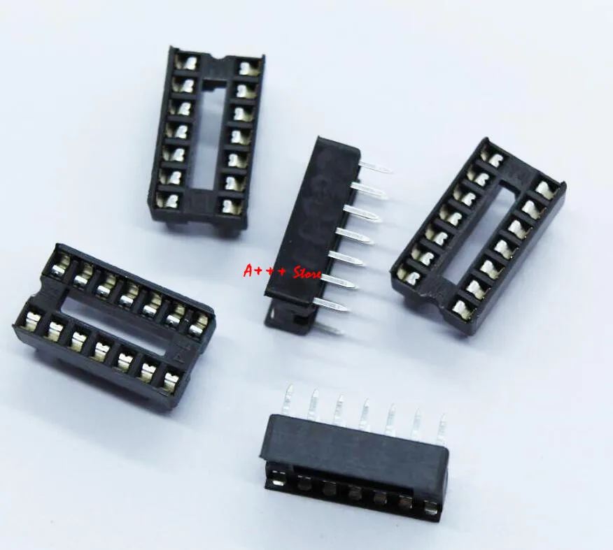 20PCS 14 Pin DIP Square Hole IC socket Adapter 14 Pin Pitch 2.54mm Connector