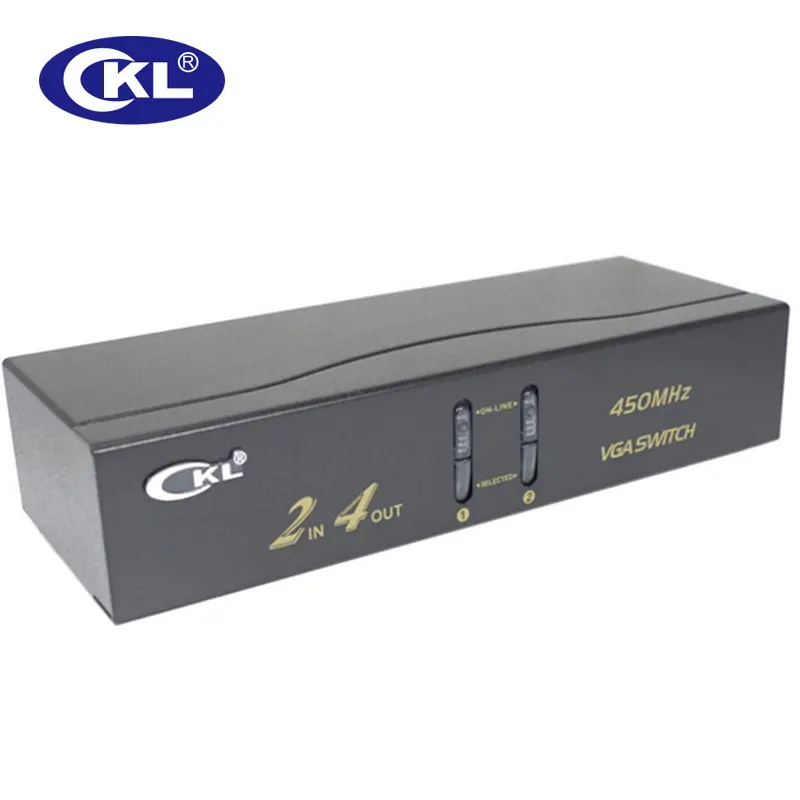 CKL-interruptor divisor VGA 2 en 2/4, soporte de 2048x1536, 450MHz para PC, Monitor, TV, proyector, CKL-222B de Metal y CKL-224B