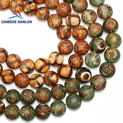 CAMDOE DANLEN Natural Stone Brown Frost Tibetan Dzi Buddha Beads 8 10 12MM Tortoise Shell Loose beads Fit Diy for jewelry Making