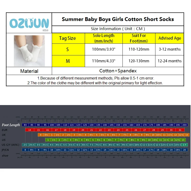 Baby Socks 0-12/12-24 Anti Slip Breathable Cotton White Toddler Socks Summer Thin Breathable Soft Cotton