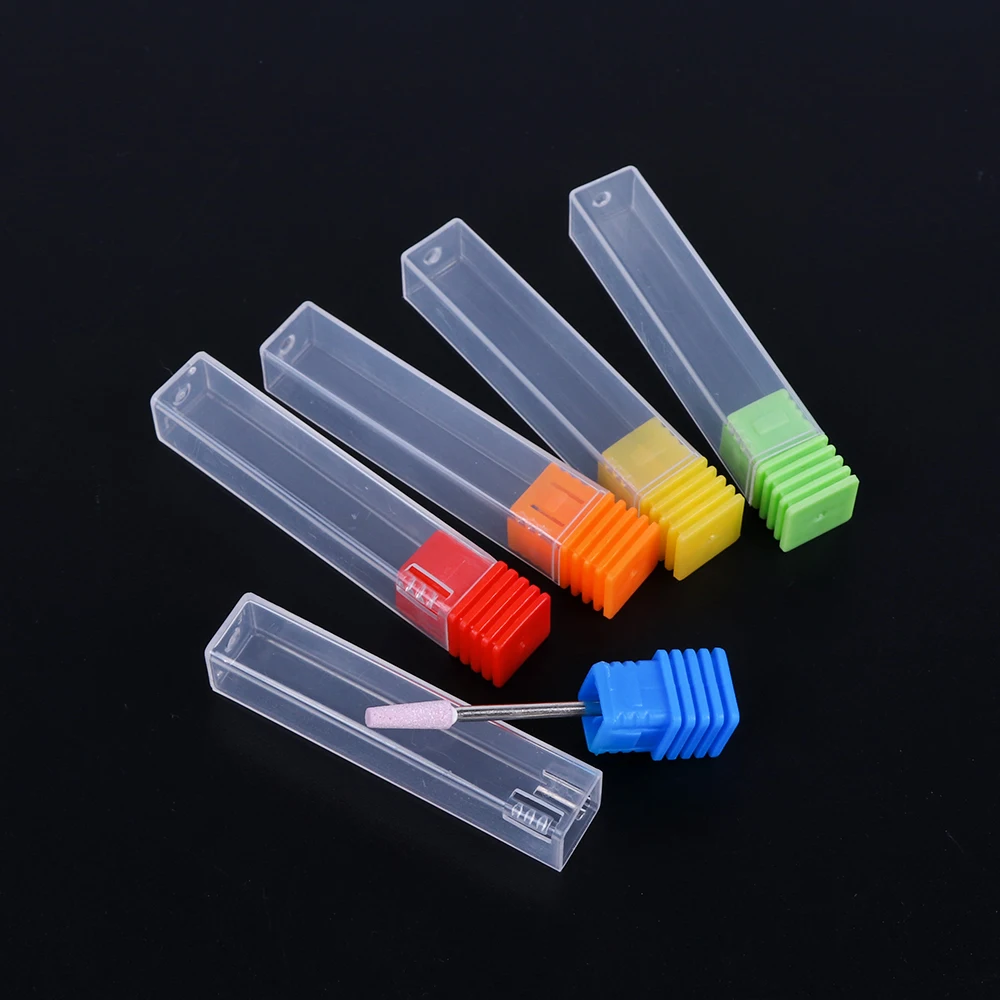 STZ 5pcs Clear Nail Drill Bit Holder Storage Box Empty Container Milling Cutter Displayer Empty Box Acrylic Nail Accessory #884