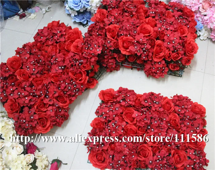 Free Shipping 10pcs/lot red  Artificial flower wall wedding decoration backdrop flowers road lead flowers