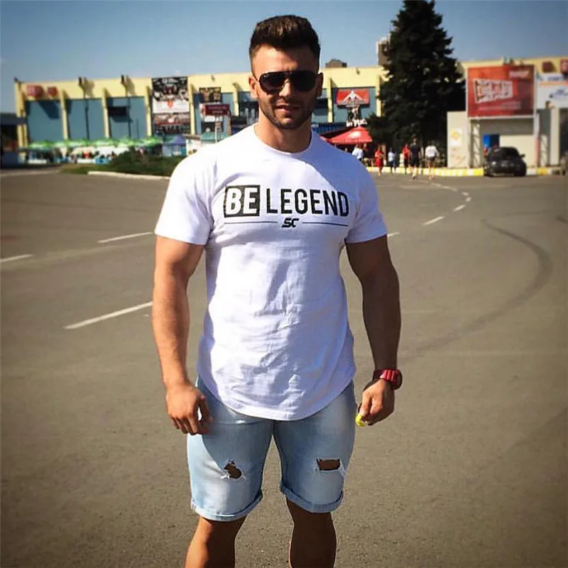 2019 new T Shirt Men Summer cotton printing casual Short Sleeve Male Bodybuilding Shirt Fitness gyms Mens Top camiseta masculina