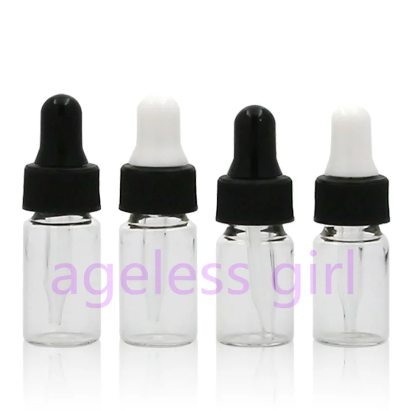 

3ml 4ml Little Clear Glass essential oil Bottles With Dropper Bottles Mini Stimulating Tonic Hyaluronic Acid Refillable Bottles