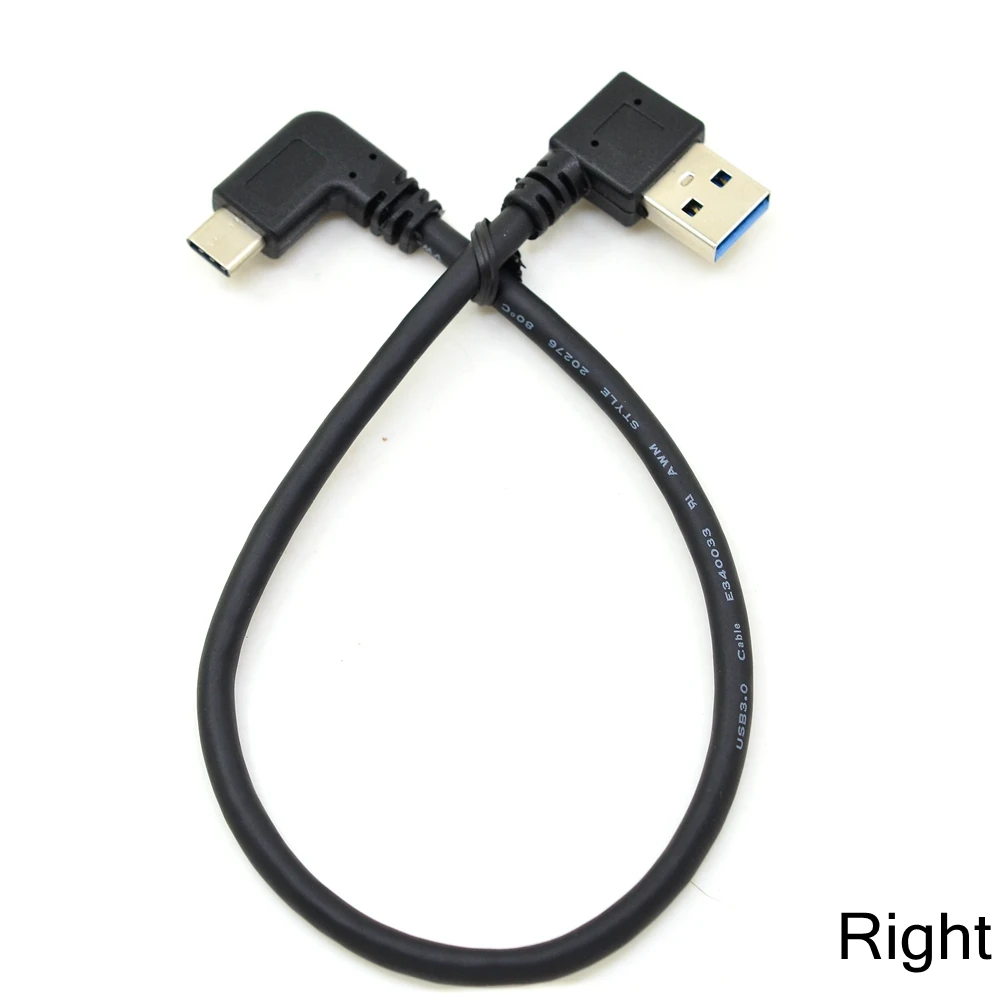 25CM Straight / Left / Right Angle USB 3.0 A male to USB 3.1 Type-C Elbow Data Sync & Charge Cord USB-C Converter Adapter 0.25m