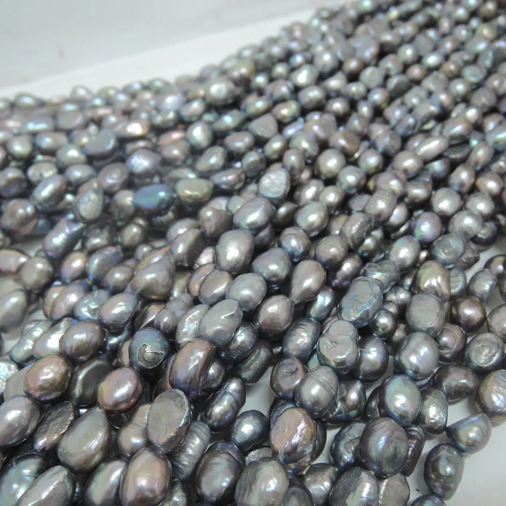 7-8 mm 100% Real freshwater loose pearl beads,gray color pearl ,baroque shape-high luster-AAA pearls