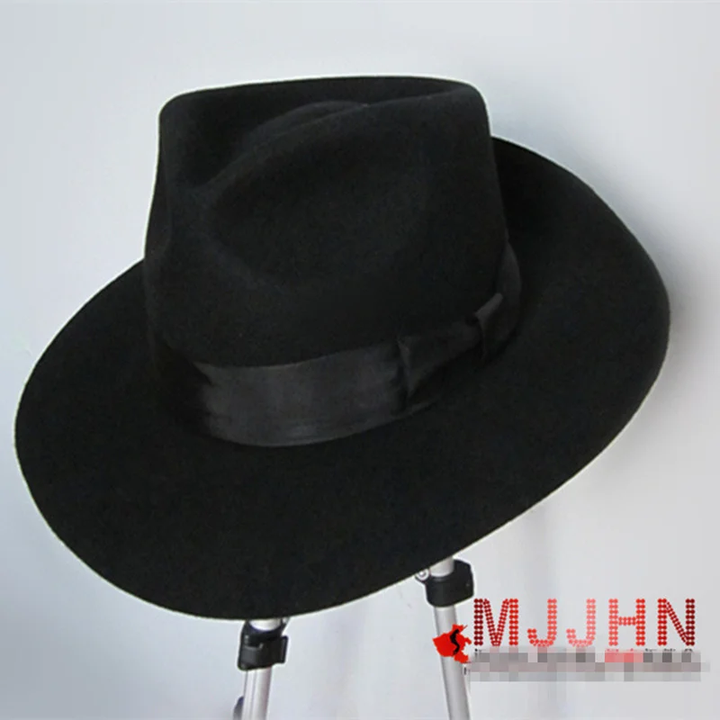 The Best Fedora Black Wool Retro Hat of  Michael Jackson for MJ fans with Name Formal Gentry