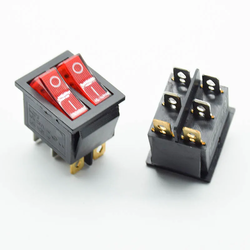 2pcs KCD8 6PIN 16A 250V 20A 125V Double Light Switch Rocker Switch Waterproof ON-OFF KCD6 Boat Power Switch