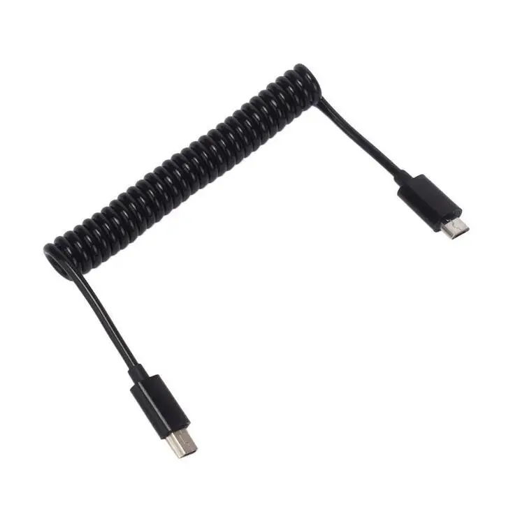 Micro USB B 5 Pin Male To Mini USB B 5 Pin Male Spiral Coiled Adapter Cable 3FT