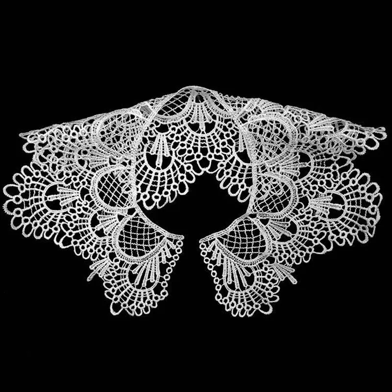 1pcs Embroidery Round Ripple Neck African Lace Fabric Collar DIY Handmade Lace Fabrics For Sewing Supplies Crafts Black/white