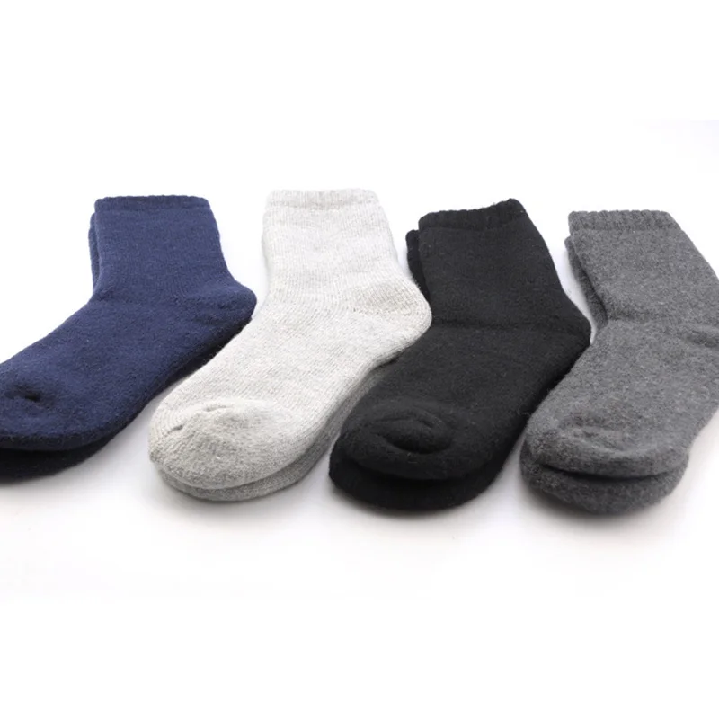 3 Pairs Men\'s Winter Socks Canada 30 Degrees Below Zero Resist Cold Wool Socks For Men Thicken Pile Socks Solid Color Warm Meias