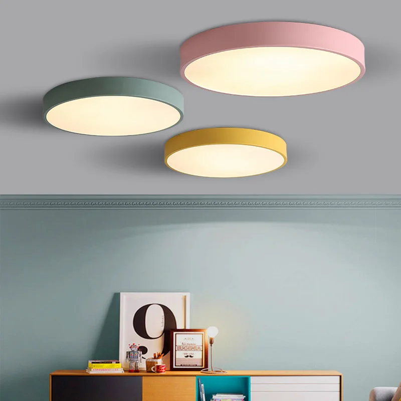 Minimalism Ceiling Chandelier Lighting Living Room Lustre Colorful 5cm Uitra Thin Modern Led Chandelier Ceiling Lamp Fixture