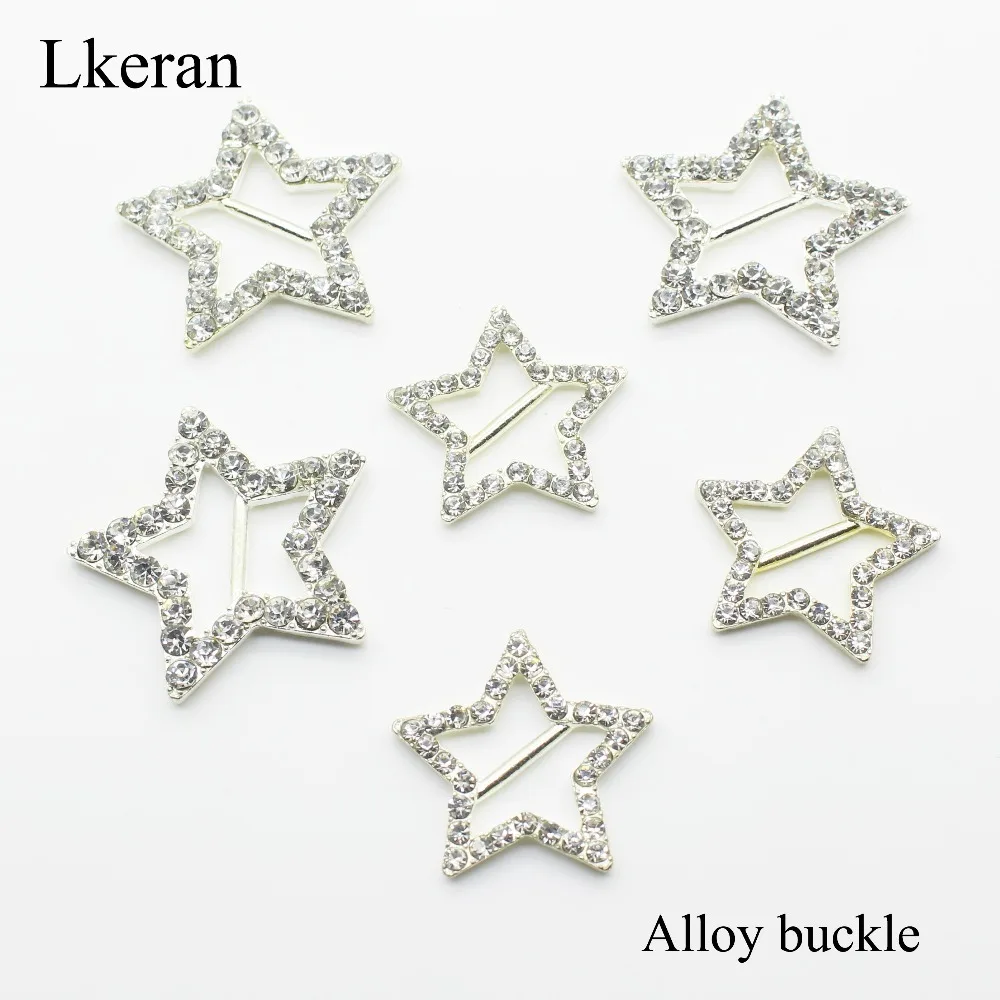 33mm/ 26mm 10Pcs Metal diamond buckles Star-Shaped DIY Crystal invitation card decoration Wedding Ribbon Slider Hair Accessories