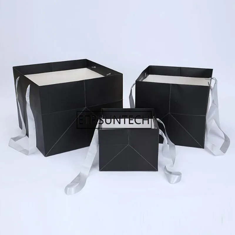 Square Flower Gift Paper Bag Flower Packaging Boxes Florist Gift Packaging Supply Wedding Party Decoration Material 50pcs