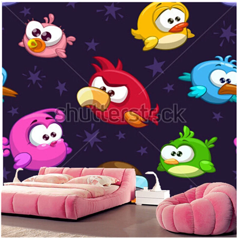 Custom papel DE parede infantil large murals be hilarious cartoon birds for children  sitting room wall vinyl papel DE parede