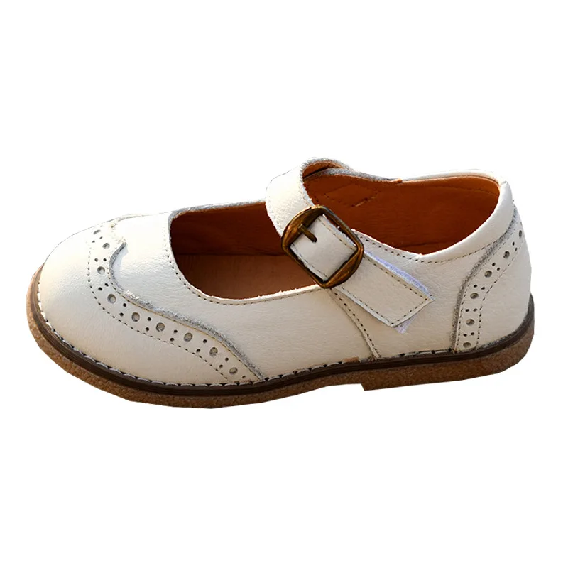 Spring Cowhide Girls Leather Shoes Genuine Leather Mary Jane Baby Shoes Fashion Kids Flats Children Casual Shoes