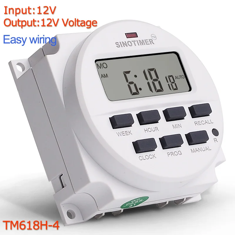 Temporizador Digital Programável Controle de Relé de Tempo Formato do Relógio com Contagem Regressiva Desligada Dias 12 Volts 24 Horas dc 12 v