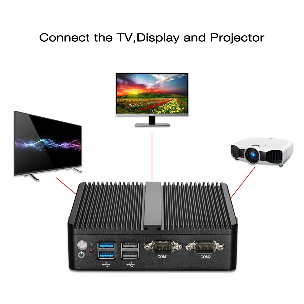 Imagem -04 - Xcy-htpc Mini pc J4125 Celeron 2955u 3805u Quad-core Dual Lan com Computador Fanless Core i5 4200u Windows 10 Wi-fi Hdmi