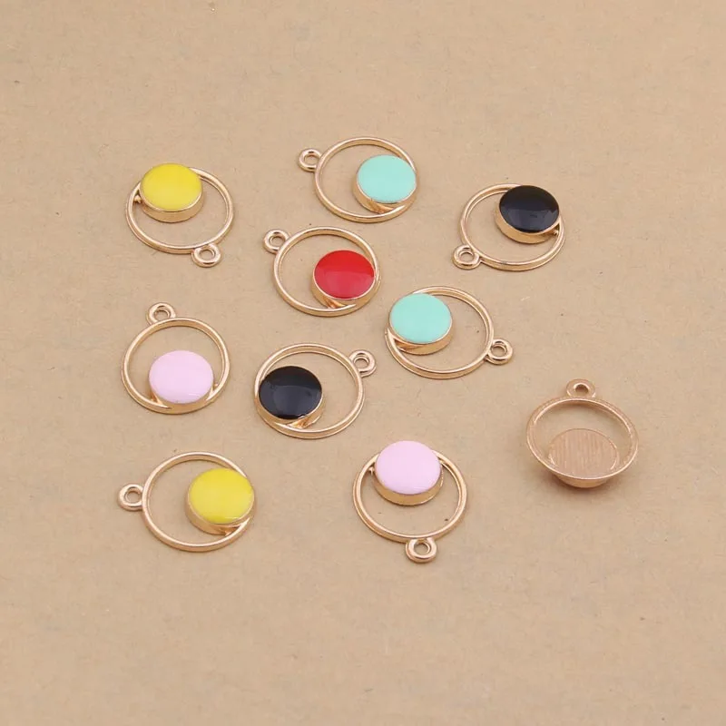 100pcs 21*17mm Simple shape dot Drop oil earring alloy jewelry small pendant Simple DIY jewelry accessories