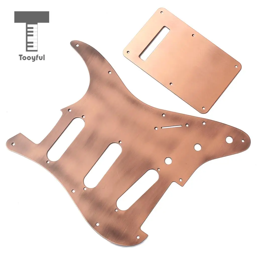 Tooyful Newest Aluminum Alloy SSS Acoustic Guitar Pickguard Shield w/ Standard Backplate for ST Electric Guitar Accessory Copper