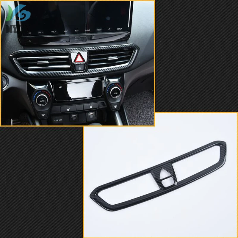 

Interior Mouldings Carbon Fiber Style Central Control Air Outlet Vent Frame Cover Trim for Hyundai Lafesta 2018-2019 automobiles