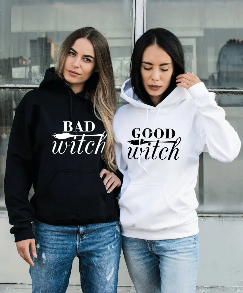 Skuggnas Good Witch Bad Witch BFF Halloween Hoodies Matching Halloween Hoodie Best friend hoodie BFF Clothing Gift For Friend