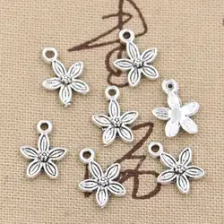 50pcs Charms Flower 11x11mm Handmade Craft Pendant Making fit,Vintage Tibetan Bronze Silver color,DIY For Bracelet Necklace