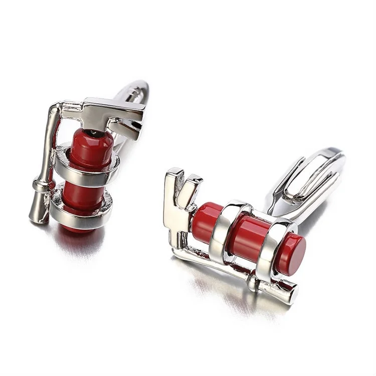 Mens Jewelry Red Fire Extinguisher Cufflinks for Mens High quality Lepton Brand French Shirt Cuff Novelty Enamel Cuff links