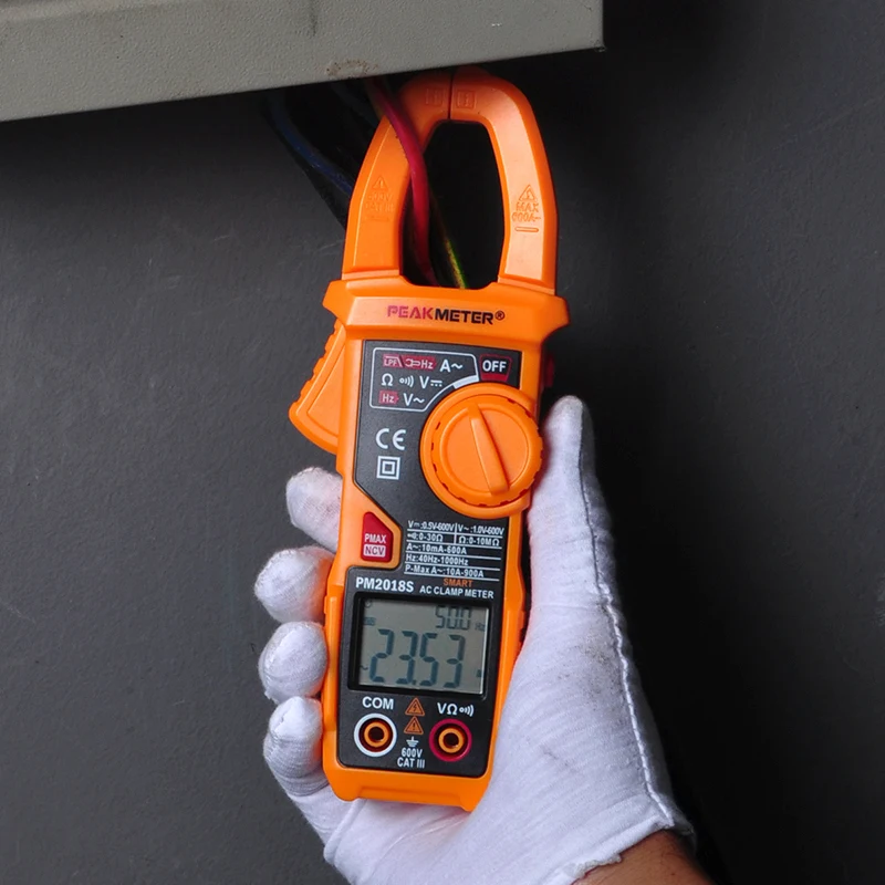 PEAKMETER PM2018S Smart AC Digital Clamp Meter Multimetro 6000 Conte AC DC Voltmetro Amperometro Frequenza/di Picco ACA/LPF /NCV Tester