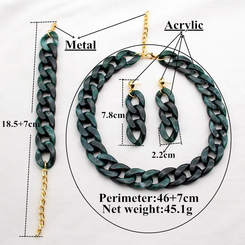 Acrylic Long Chain Necklace Bohemian Chunky Plastic Choker Collar Necklace Pendant For Women Bijoux Fashion Jewelry Accessories