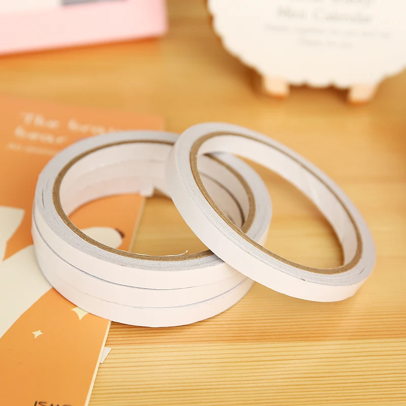 10pcs  Super Slim Strong office adhesive Double Sided Sticky Tape White Powerful Adhesion  stationery transparent  glue