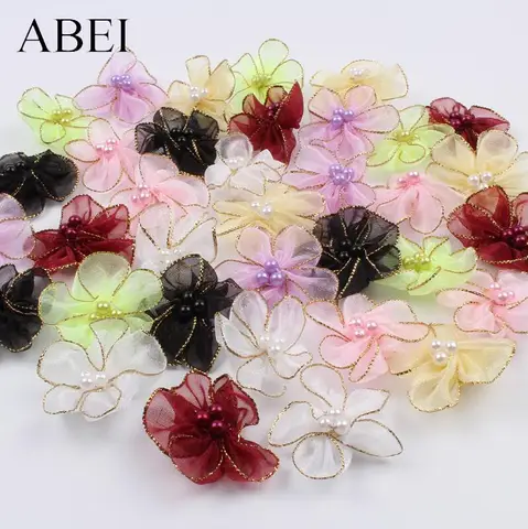 Искусственные цветочные головки из органзы ABEI, 30 шт.