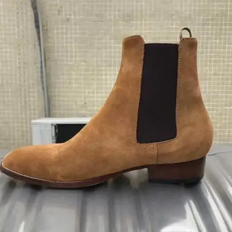 FR.LANCELOT Brand Hot Sales Suede Leather Chelsea Boots Men Ankle Boots Slip On Top Quality Top High Men Shoes