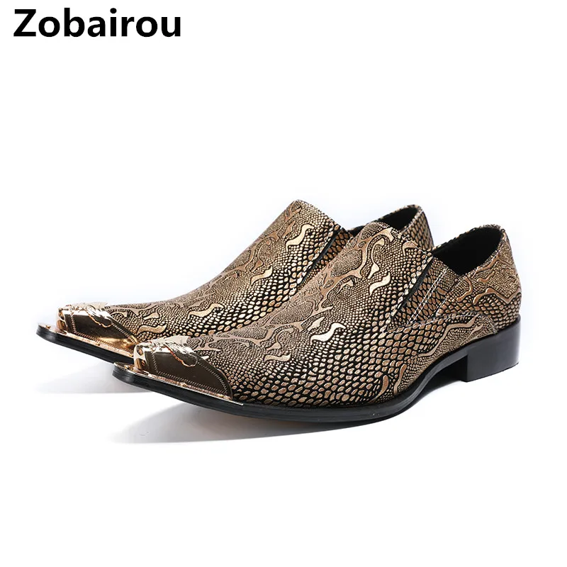 

Zobairou sapato masculino handmade classic gold dress shoes men genuine leather office loafers male designer shoes italian 2018