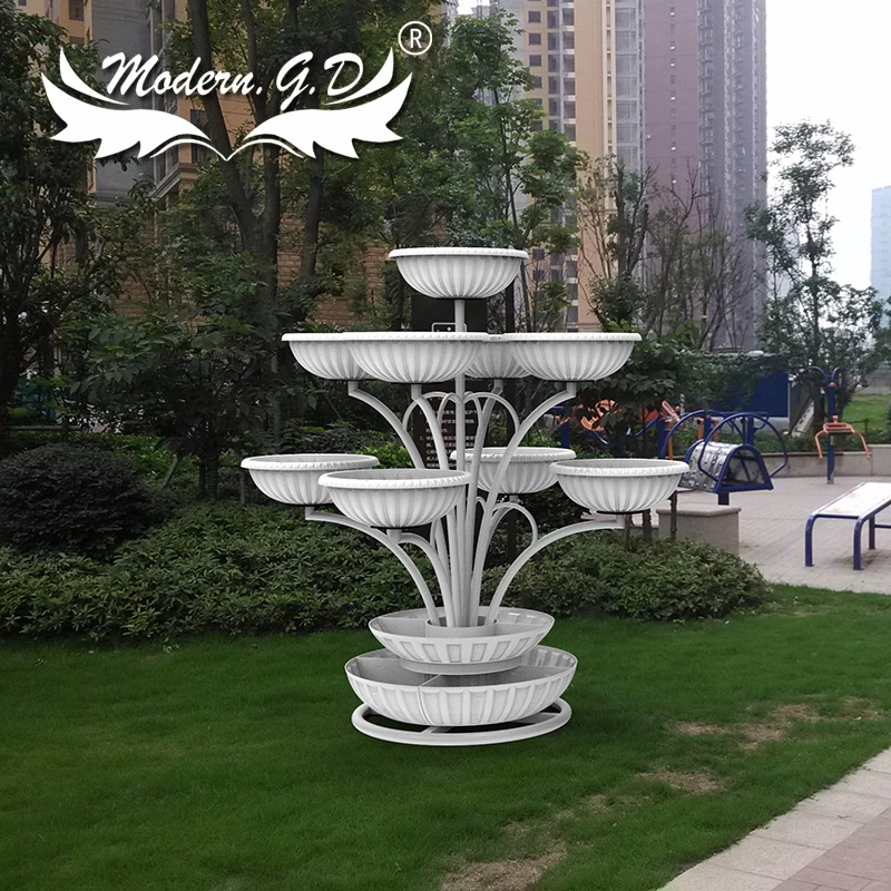 Custom outdoor stainless steel sculpture iron frame pots