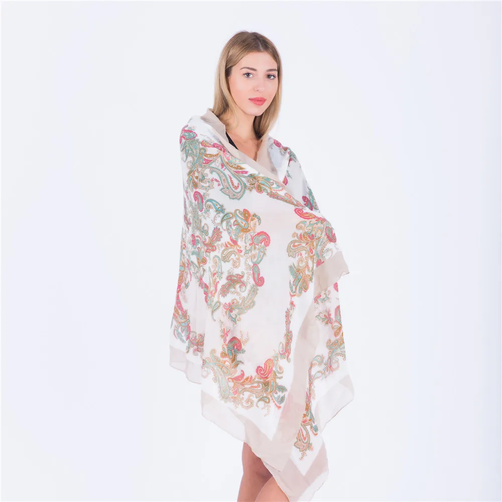 Jinjin.QC 2019 Fashion Chiffon Scarf Women Scarves and Wraps Geometric Bandana Cashew Print Echarpe Foulard Femme Drop Shipping