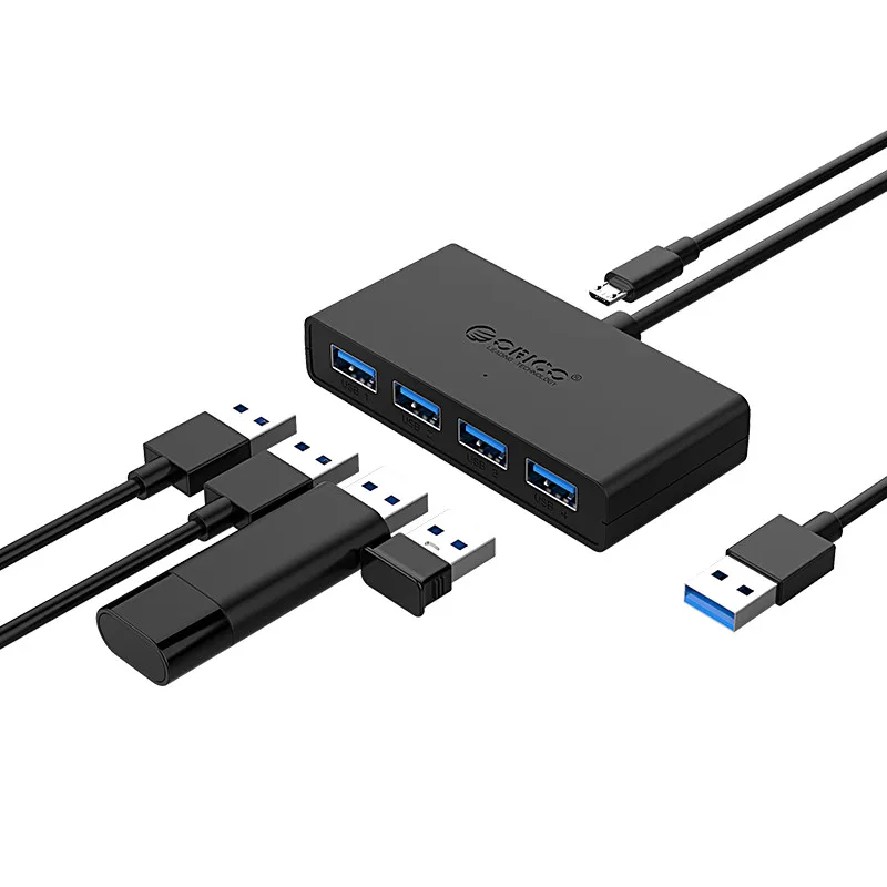 ORICO USB HUB 4 Port USB 3.0 Splitter With Micro USB Power Port Multiple High Speed OTG Adapter for Computer Laptop Accessories