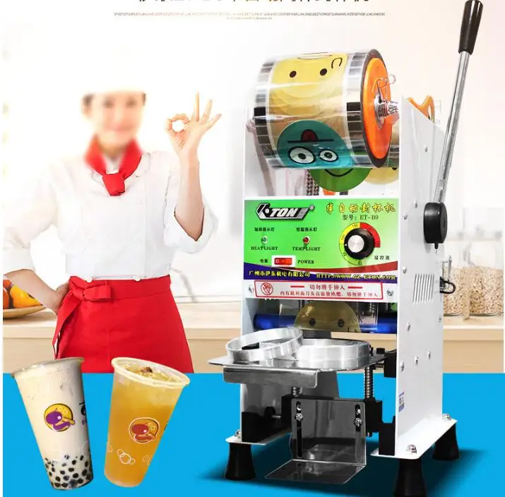 جديد ET-B9 شبه التلقائي كوب بلاستك ورقة كأس آلة الختم ، الحليب الشاي آلة الختم ، التلقائي فيلم بدوره وظيفة