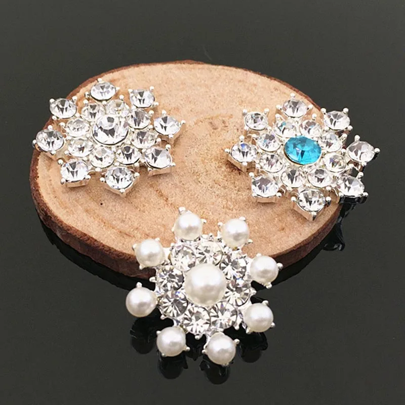 2016New 60Pcs Alloy Christmas snowflakes Flower Rhinestone Button/Bucke for DIY Hair Accessories HZ133