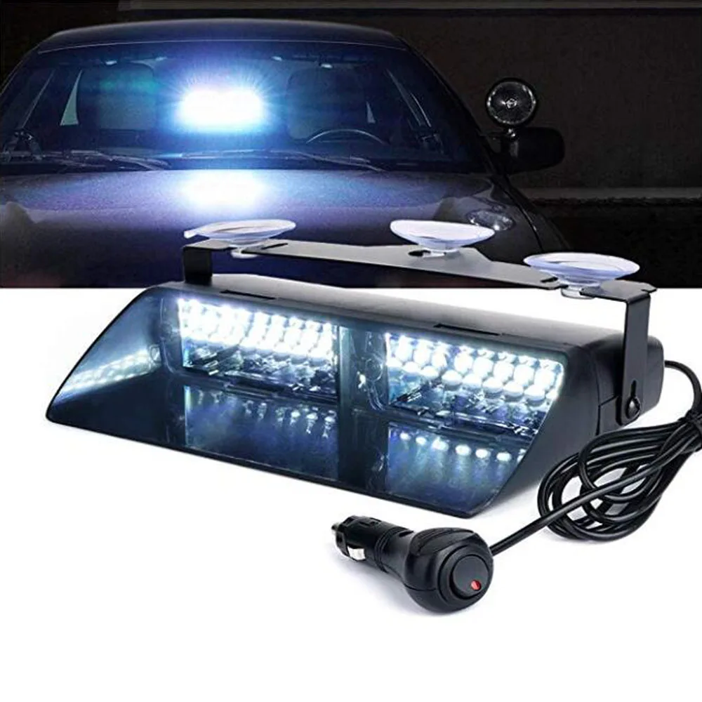 DC 12V Car Truck Emergency Flasher Dash Strobe Warning Light Daytime Running Flash LED Police Lights 16 LEDs 18 Flashing Modes