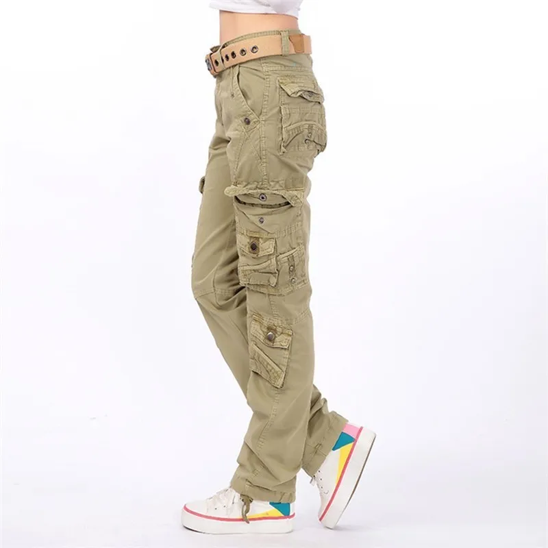 Women's Large Size Multi Pocket Baggy Trousers Loose Straight  Overalls Female Outdoor Hiking Climbing  Cargo Pants