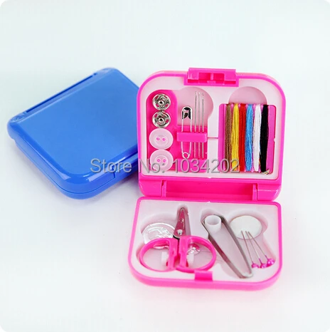 Free shipping 100pcs Portable Travel Sewing Kits Box Needle Threads Scissor Thimble Home Tools