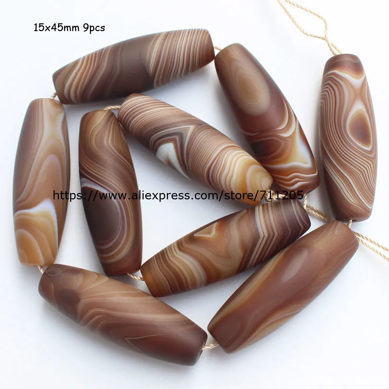 Frost 6-45mm Coffe Color Stripe agates oval Beads 15\