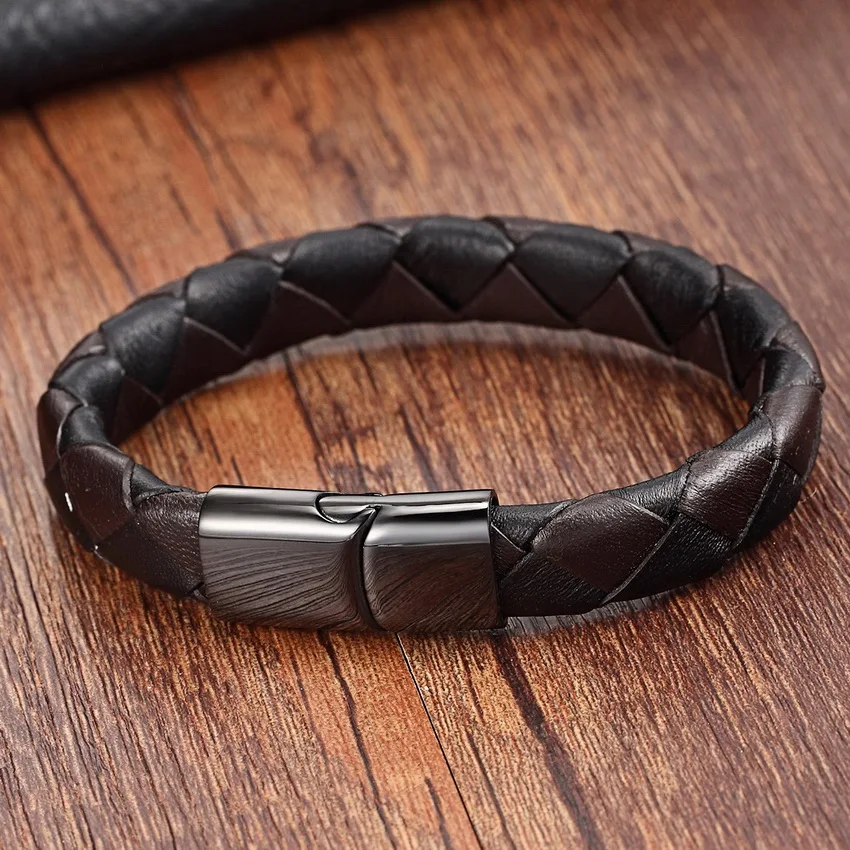 XQNI Vintage Handmade Braided Leather Bracelet Black/Brown Color 19/21CM Summer Accessories Jewelry For Men Pulseras Hombre