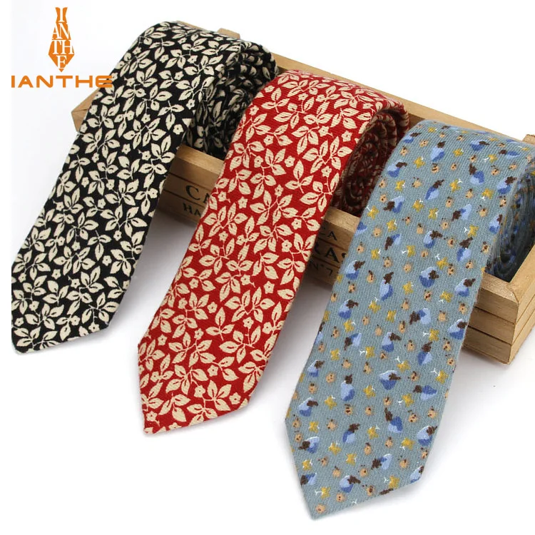 

Brand New 6cm Tie Vintage Cotton Floral Neck Tie Men Business Bowtie Gravatas Fashion Casual Printed Ties for Men Wedding