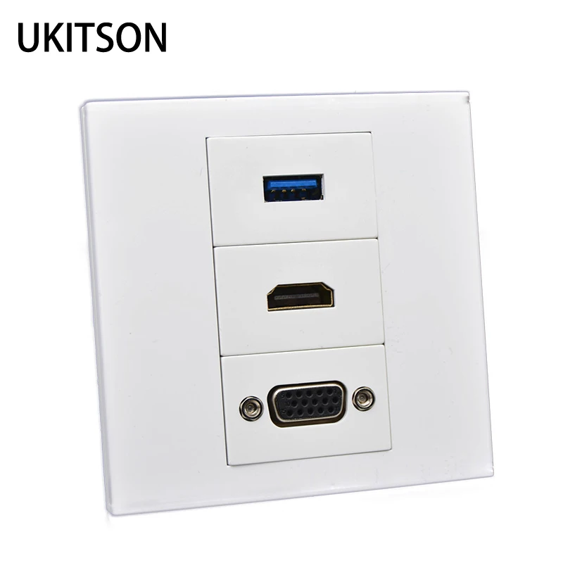 

Пройти через USB3.0 HDMI2.0 VGA Настенная панель ПК Розетка лицевой панели 86x86 мм Удлинительная розетка для компьютерной вилки