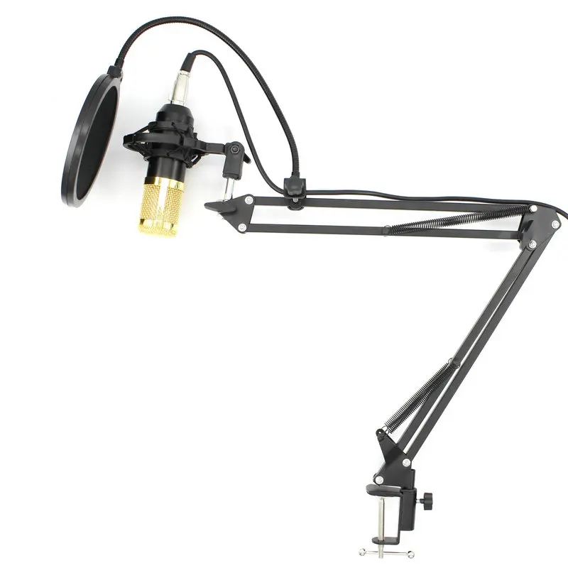 BM-800 مكثف الكمبيوتر ميكروفون المهنية استوديو هيئة التصنيع العسكري مجموعة مع تعليق قابل للتعديل مقص الذراع لتسجيل الموسيقى الغناء