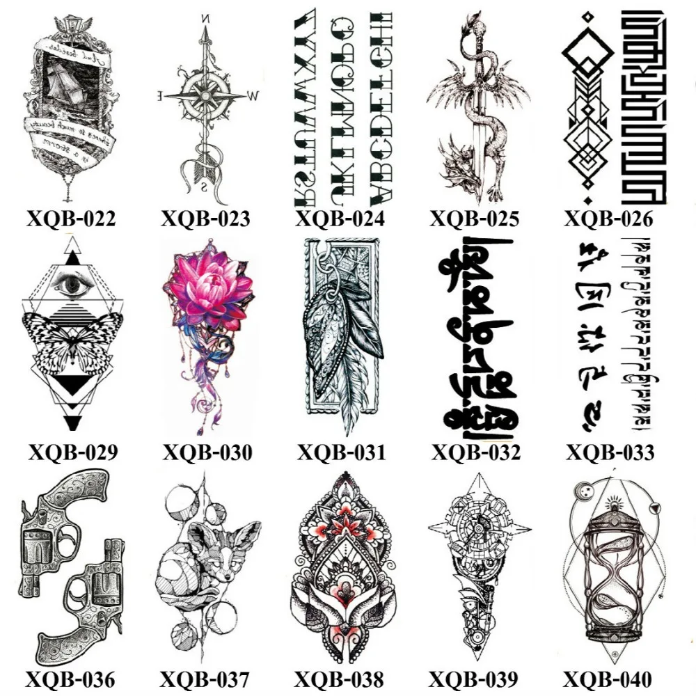 

Wholesale 500pcs New XQB Serial 21x11CM Tattoo Sticker Unique Temporary Tattoo Waterproof Temporary Tattoo Onetime Body Tattoos