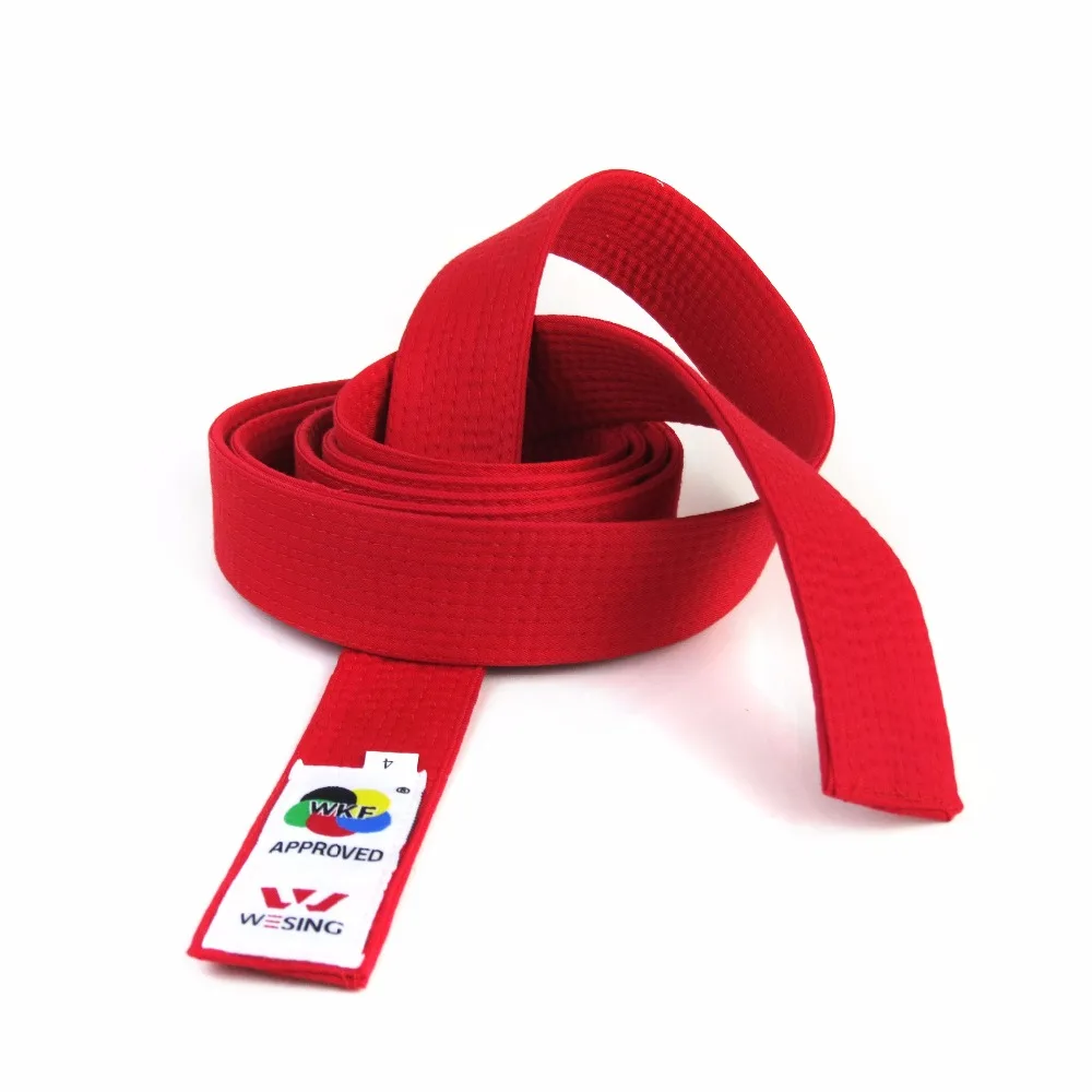 Wesing Karate Belt WKF 100% Cotton competition training Waistband 3 Colors Red Black Belt